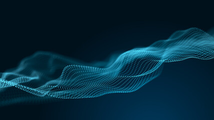 futuristic background of points with a dynamic wave. excellent data visualization. 3d rendering.