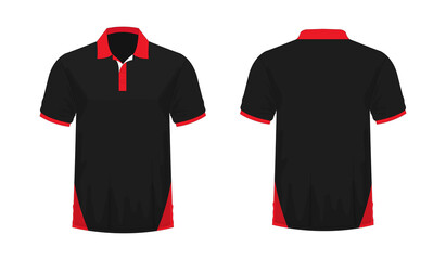 Sticker - T-shirt Polo red and black template for design on white background. Vector illustration eps 10.