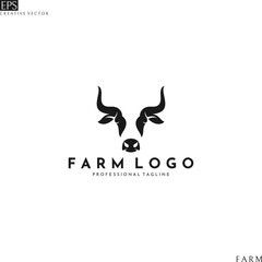 Canvas Print - Cow head. Logo template