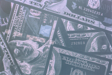 Poster - Beautiful Dollars on a table night background. American, US Dollars Cash Money. Macro  photography view. Close-up of pixel.