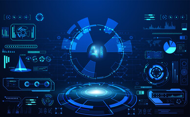 Wall Mural - abstract technology ui futuristic concept hud interface hologram elements of digital data chart, com