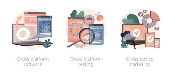 Canvas Print - multi platform framework abstract concept vector illustration set. cross-platform software testing, 