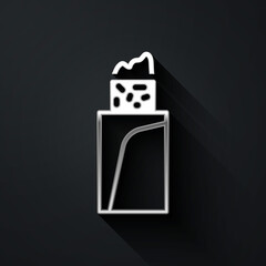 Wall Mural - Silver Burrito icon isolated on black background. Traditional mexican fast food. Long shadow style. Vector.