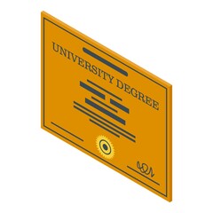 Sticker - Study degree icon. Isometric of study degree vector icon for web design isolated on white background