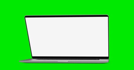 Wall Mural - laptop blank screen opening with screen switching on - isolated on white and green screen. alpha mat