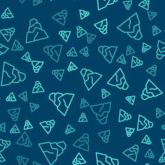 Sticker - Green line Rock stones icon isolated seamless pattern on blue background. Vector.