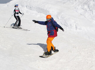 Canvas Print - boy  on  snowboard