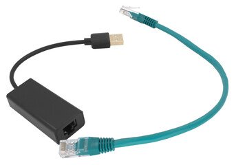 Sticker - Usb to ethernet connector adapter isolated over the white