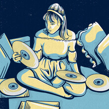 Girl With Vinyl Records