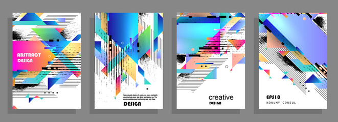 Modern abstract covers set. Abstract shapes composition. Futuristic minimal design. Eps10