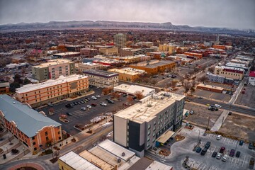 aerial view of grand junction, colorado in winter