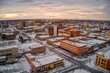 Aerial View of Cheyenne, Wyoming at Dusk during Winter
