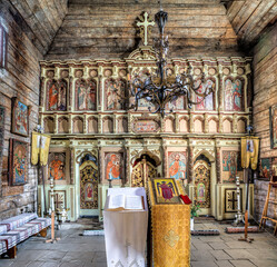 Iconostasis in the wooden church