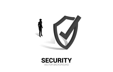 Poster - businessman standing with 3D Protection shield icon. concept of guard security and safety