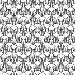 Canvas Print - Seamless pattern in chinese style. Black and white oriental background.