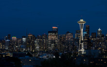 Seattle Washington Space Needle And City Skyline At Night