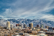Salt Lake City Winter Profile With Mountains 1
