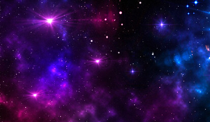 Wall Mural - bright blue space background with glowing stars