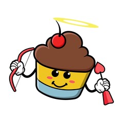 Wall Mural - cute cupcake cartoon mascot character