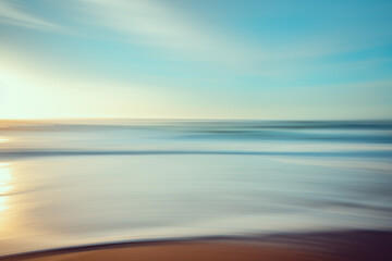 Wall Mural - Abstract seascape background, sunset on the beach, motion blur