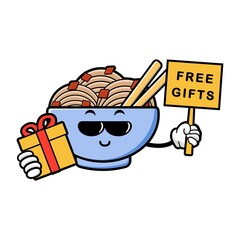 Canvas Print - cute noodles cartoon mascot character