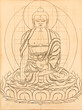 © gabrieldiazphotography.com/Stocksy - Buddha silhouette Sketch in lotus position against white background