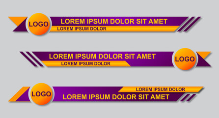Wall Mural - Graphic set of Broadcast News Lower Thirds Banner for Television. Modern stylish lower third banner template design. Vector video headline title. Vector illustrator