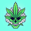 cannabis marijuana weed leaf skull vector