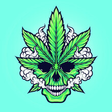 Cannabis Marijuana Weed Leaf Skull Vector