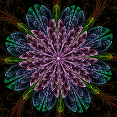 Wall Mural - abstract fractal mandala, computer-generated illustration.