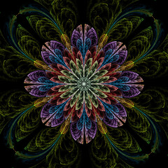 Wall Mural - abstract fractal mandala, computer-generated illustration.