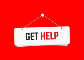 get help text on door sign vector illustration with red background