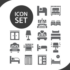 Wall Mural - Simple set of sleeping room related filled icons.