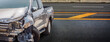 © Kwangmoozaa - Pickup truck car crash damaged from accident on highway road