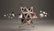 Abstract composition with beige and copper geometric shapes. 3d Render / rendering.
