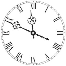 Elegant Clock Face With Roman Numerals On White Background