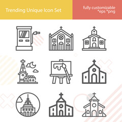 Sticker - Simple set of town related lineal icons.