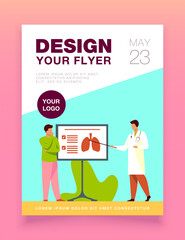 Poster - Doctor telling about lungs to patient. Lecture, disease, respiration flat vector illustration. Medicine and healthcare concept for banner, website design or landing web page