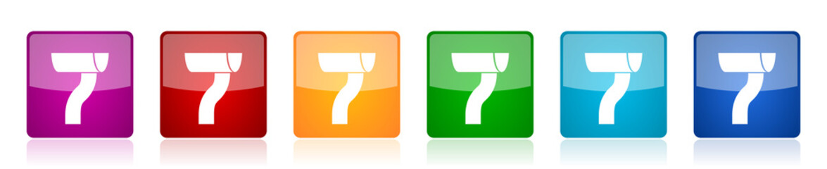 Aufkleber - Gutter icon set, square glossy vector buttons in 6 colors options for webdesign and mobile applications