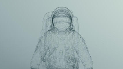 Wall Mural - Black Astronaut Spaceman Cosmonaut Line Art Wireframe Sculpture 3d illustration render	
