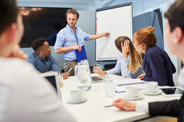 Wall Mural - Consultant at the whiteboard in the consulting workshop