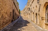 Fototapeta Przestrzenne - Street of the Knights of the Order of the Hospitallers. He is also the Order of St. John of Jerusalem. Rhodes, Old Town, Greece.