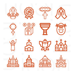 Poster - 16 pack of muslims  lineal web icons set