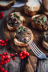 Wall Mural - Rabbit liver crostini appetizer.style rustic