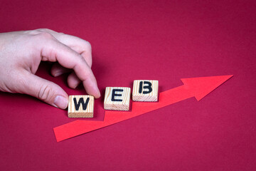 Wall Mural - web concept. red arrow indicates the development and growth