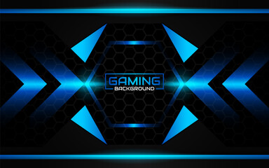 Wall Mural - Abstract futuristic geometric black and blue gaming background with modern esport shapes. Vector design template technology concept can use element game banner, sport poster, cyber wallpaper, web