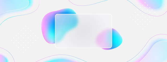 3d fluid creative background. Glassmorphism style vector 2021 style. Frosted glass effect. Pastel colors: pink, purple, blue on white backdrop. Curve line graphic design. Sale banner. Blurred gradient