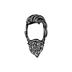 Canvas Print - Hipster hair and beards logo, 
Barber shop isolated vintage label badge emblem. Vector illustration.