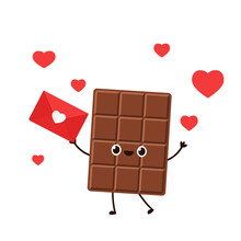 Chocolate Character Design. Chocolate Vector. Chocolate On White Background. Letter Love Vector.