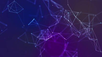 Wall Mural - data connection moving dots and lines transform. network connection structure. 3d. technology networ